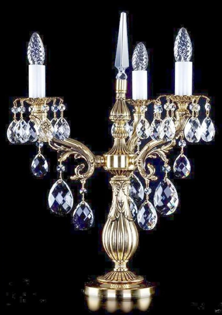 Casa Padrino lámpara de mesa de cristal barroco de lujo oro Ø 43 x A. 60 cm - Magnífica lámpara de escritorio de latón con cristal de Bohemia - Luces de cristal barroco