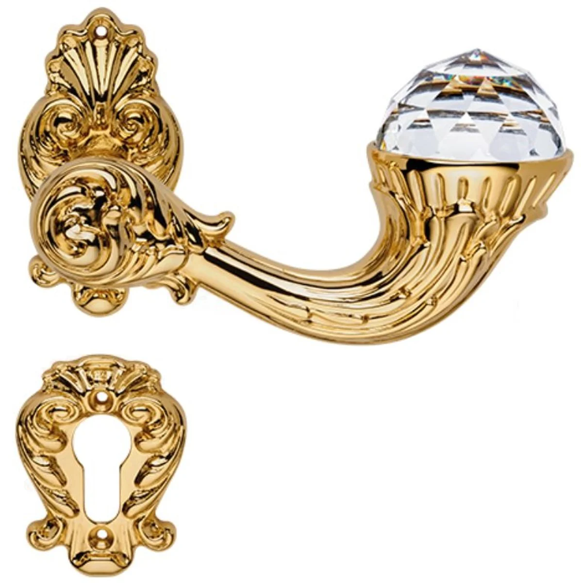 Casa Padrino conjunto de manija de puerta / pomo de puerta Art Nouveau de lujo de lujo de con cristales de Swarovski oro 14,8 x H 8,2 cm - Calidad de lujo Made in Italy