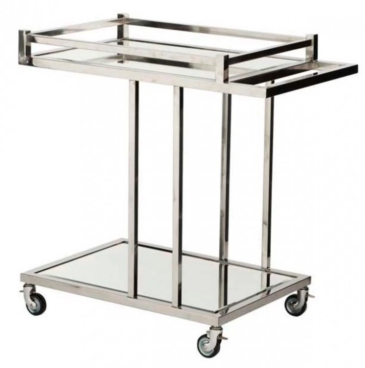 Casa Padrino Luxury Bar Trolley Trolley made of stainless steel and glass 78 x 46 x H. 79 cm - Luxury Hotel & Restaurant Leading Furniture