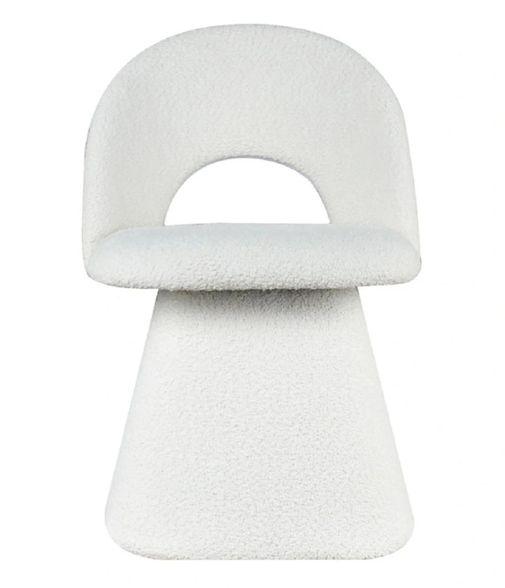 Casa Padrino silla de comedor de lujo con respaldo curvo blanco A. 79 cm - Muebles de comedor