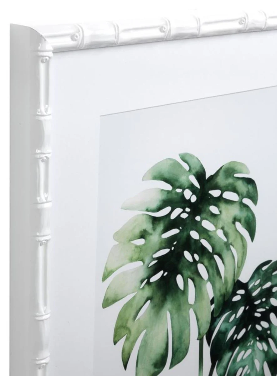 Casa Padrino Images / Art Print Conjunto de Plantas Tropicales Verde / Blanco 59 x H. 69 cm - Decoración de Lujo