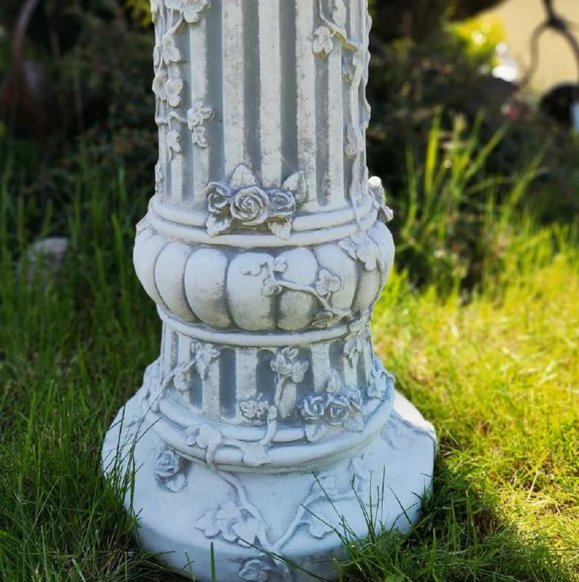 Casa Padrino Pilar Barroco Gris ? 35 x A. 78 cm - Magn¨ªfica Pilar de Jard¨ªn de Estilo Barroco - Decoraci¨®n Pilar Redonda de Piedra - Accesorios de Decoraci¨®n de Terrazas y Jardines Barrocos