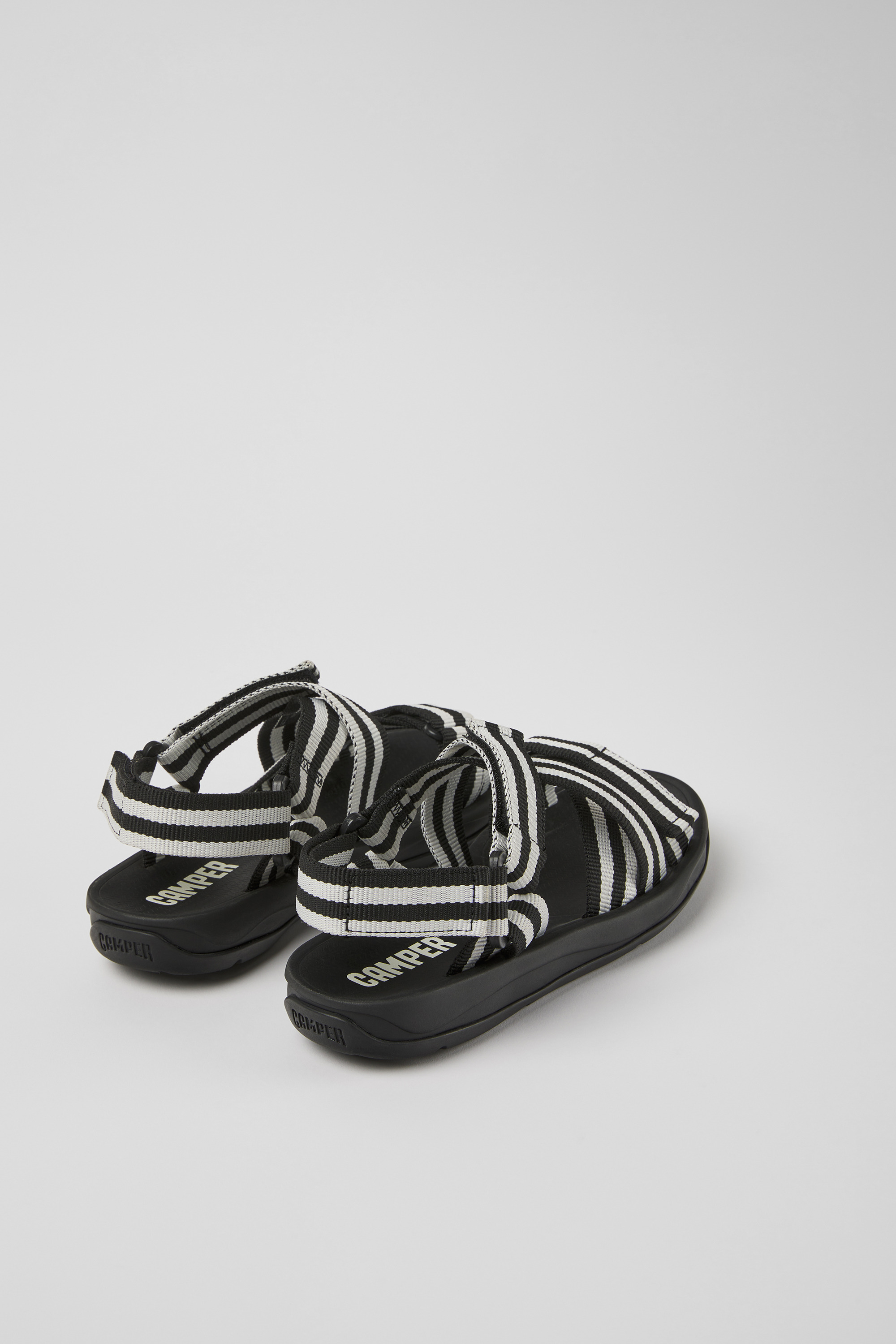 Match - Black and white textile sandals for women