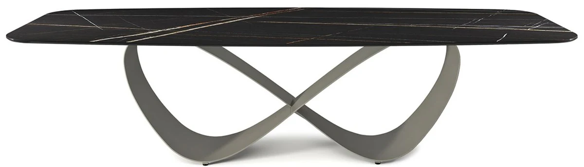 Casa Padrino mesa de comedor de dise?o negro / gris titanio - Varios Tama?os de Mesa - Mesa de comedor rectangular moderna con tablero de cer¨¢mica - Muebles de comedor - Calidad de Lujo