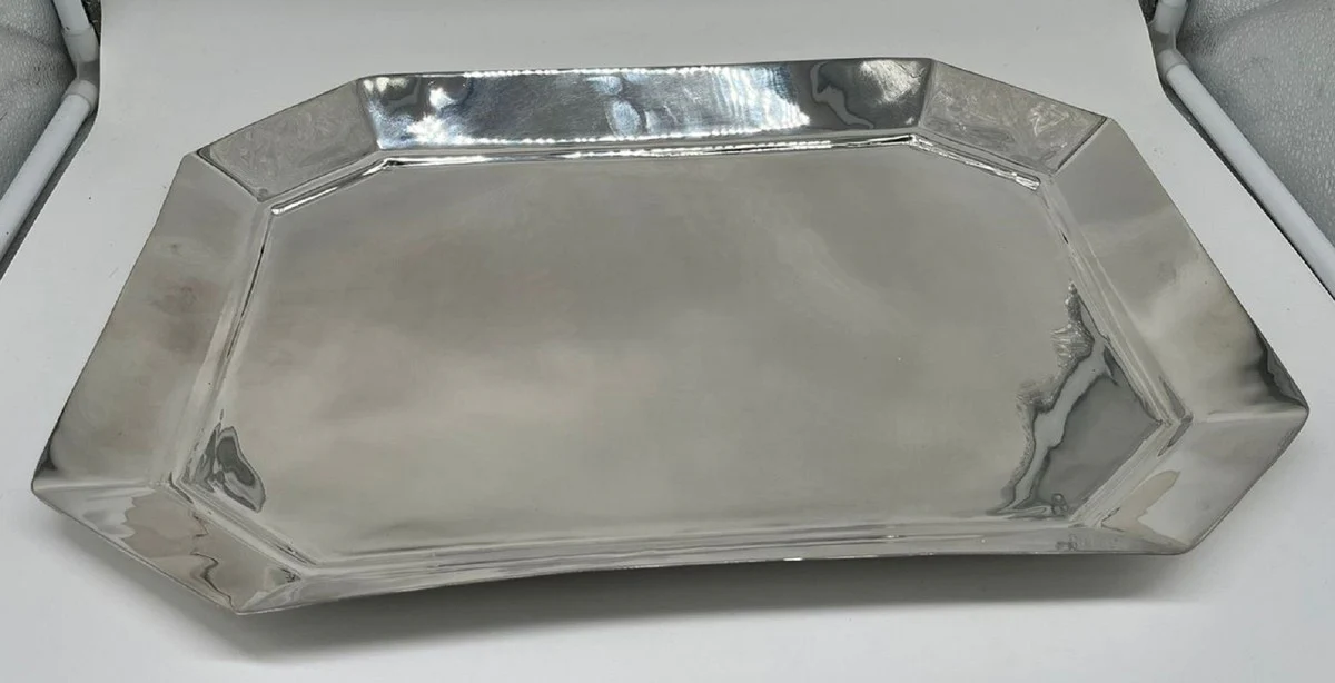 Casa Padrino bandeja de servicio de latón de lujo plata 46 cm - Accesorios de gastronomía