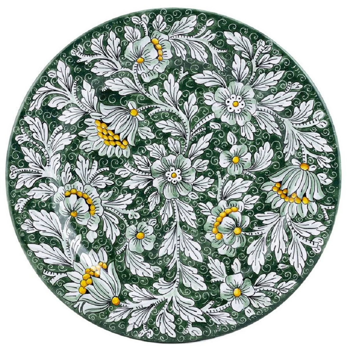 Casa Padrino conjunto de 6 platos de cerámica de lujo verde Ø 32 cm - Hecho en Italia