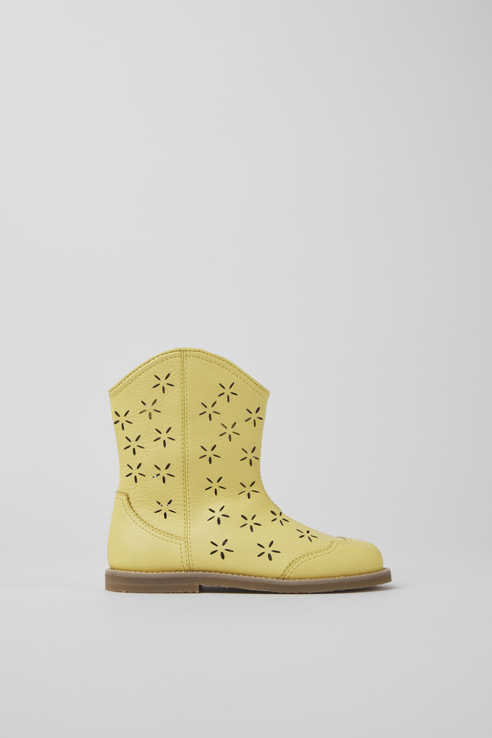 Savina Yellow leather boots for kids