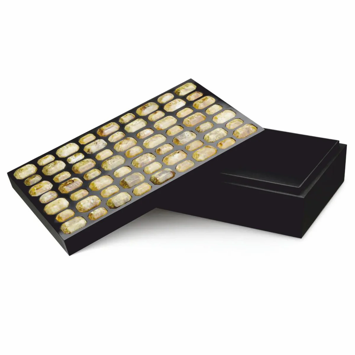 Casa Padrino Caja de Joya de Lujo Negro / Amarillo 37,5 cm - Caja de Almacenamiento