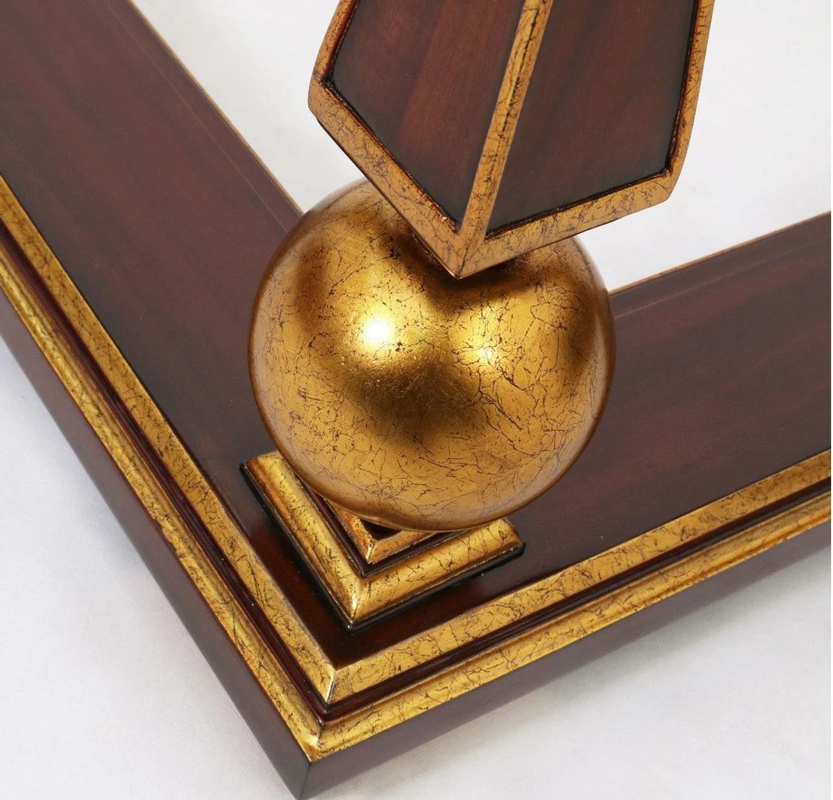 Casa Padrino mesa de centro barroco de lujo marron oscuro / oro antiguo 113 x 113 x A. 47 cm - Magn¨ªfica mesa de sal¨®n de madera maciza con platos de vidrio - Muebles de sal¨®n barrocos