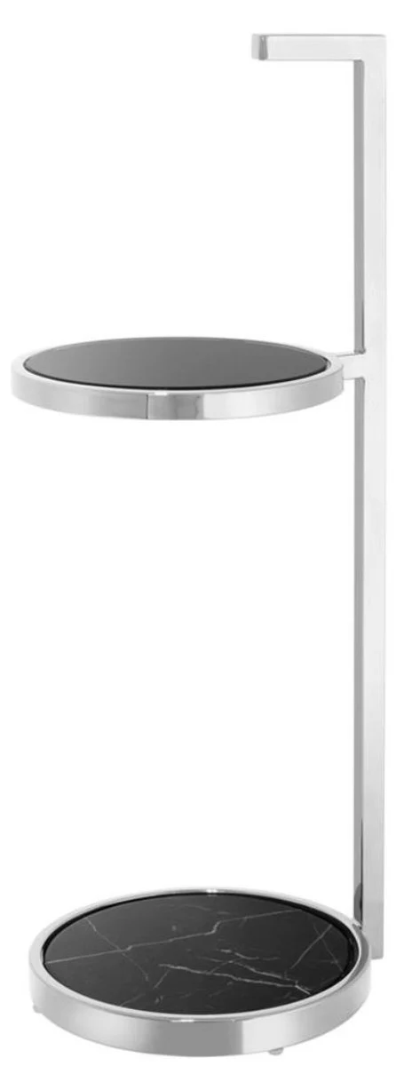 Casa Padrino mesa de acero inoxidable de lujo de plata / negro - muebles de hotel