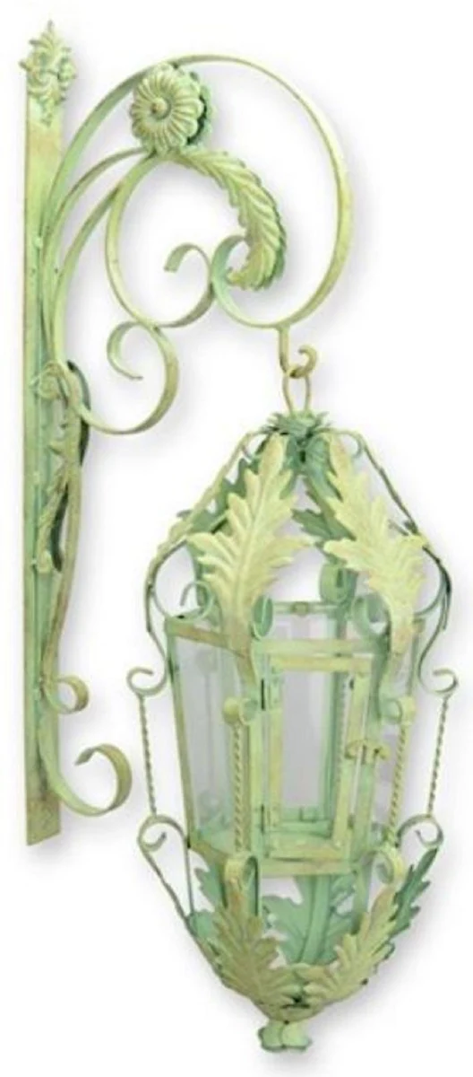 Casa Padrino Farol de Exterior Barroco Verde 29 x 47 x A. 93 cm - Magnífico Farol de Exterior de Metal - Farol de Pared de Jardín - Iluminación Exterior Estilo Barroco - Iluminación Exterior Barroco