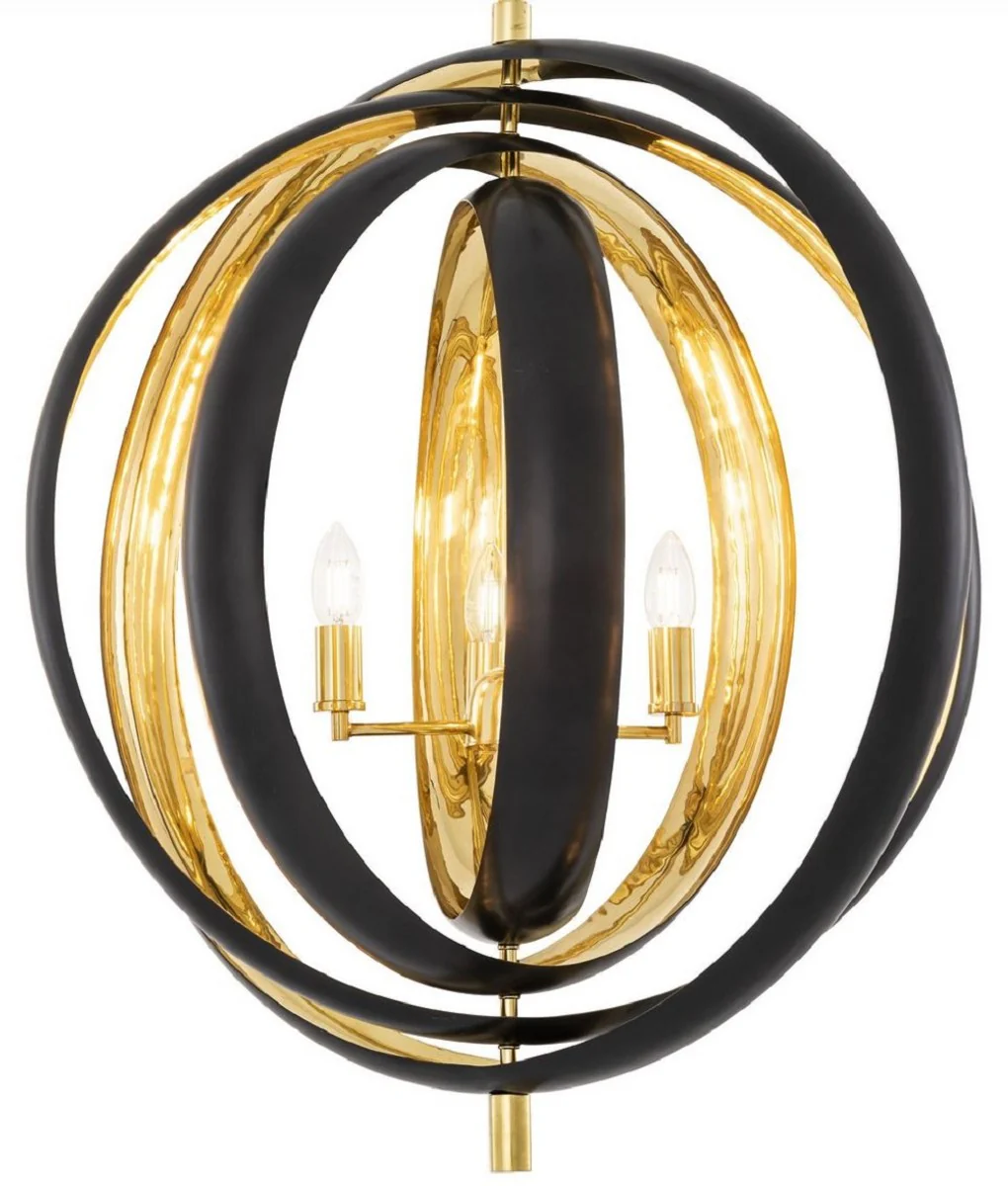 Casa Padrino lámpara de araña de lujo negro / latón 71 x 63 x A. 84 cm - Lámpara de araña moderna para hotel y restaurante - Colección de Lujo