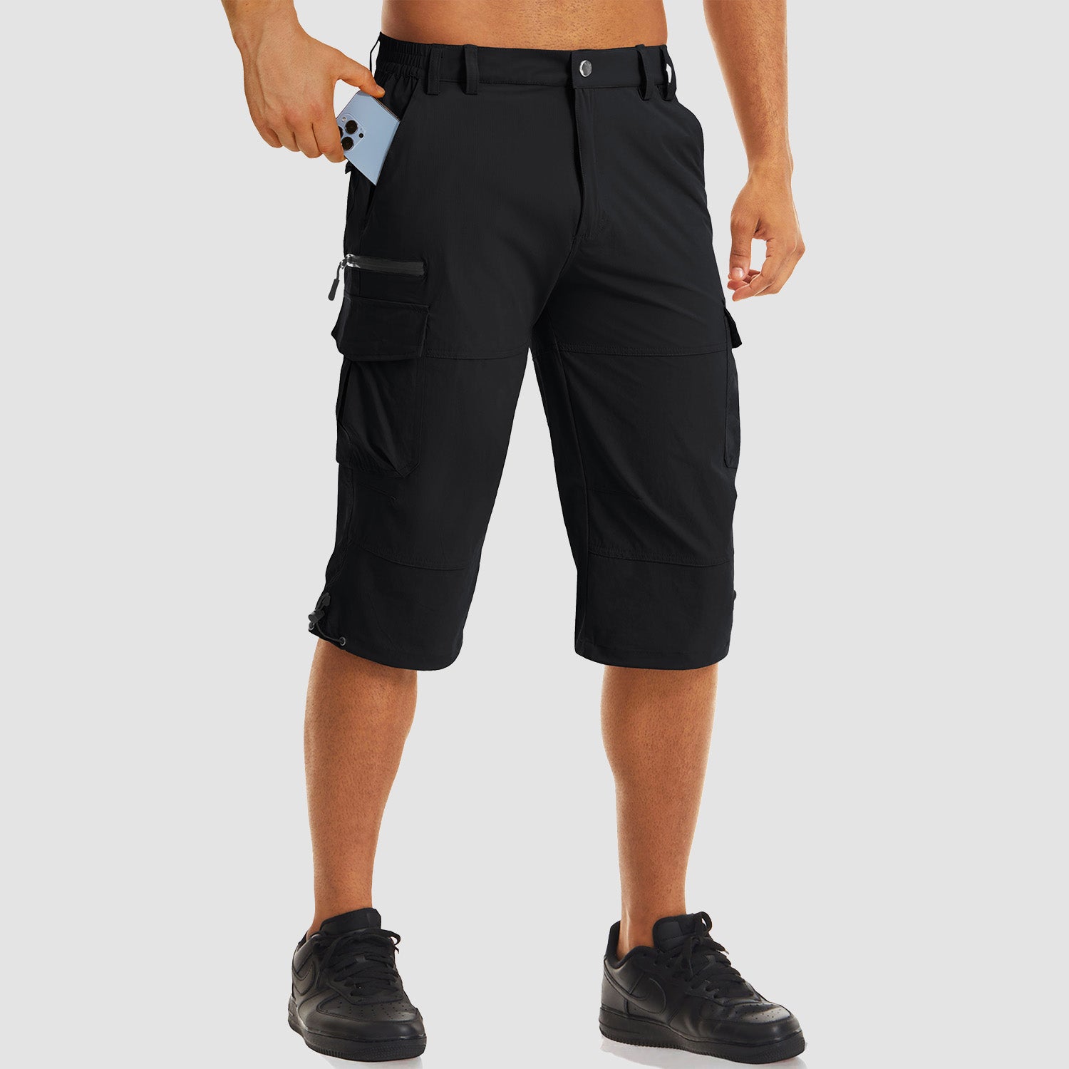 Men's Workout Gym Shorts with 7 Pockets Quick Dry 3/4 Capri for Hiking