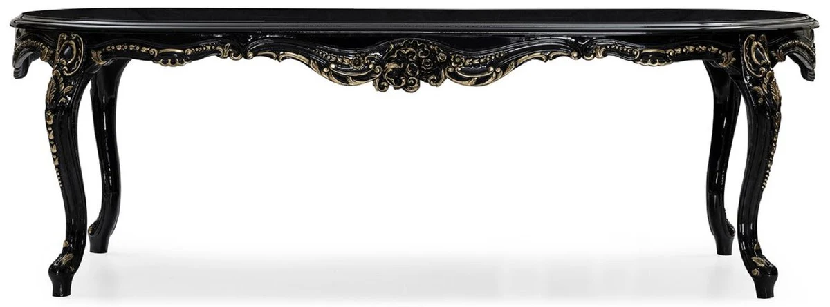 Casa Padrino mesa de comedor barroco de lujo negro / oro - Magn¨ªfica mesa de cocina de estilo barroco - Muebles de comedor de lujo de estilo barroco - Muebles de comedor barrocos