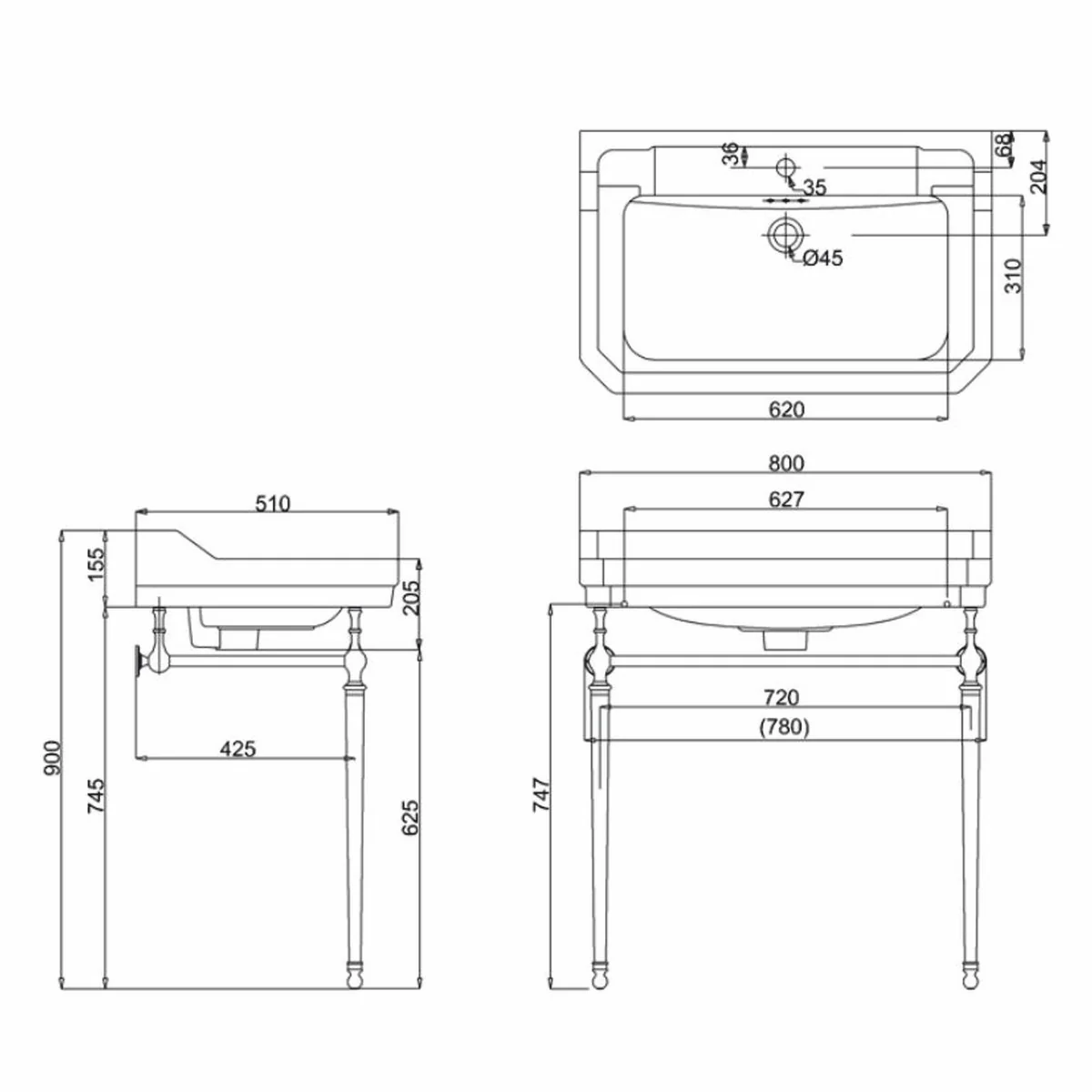 Casa Padrino mueble de baño Art Nouveau de lujo blanco / oro 80 x 51 x A. 90 cm - Muebles de baño