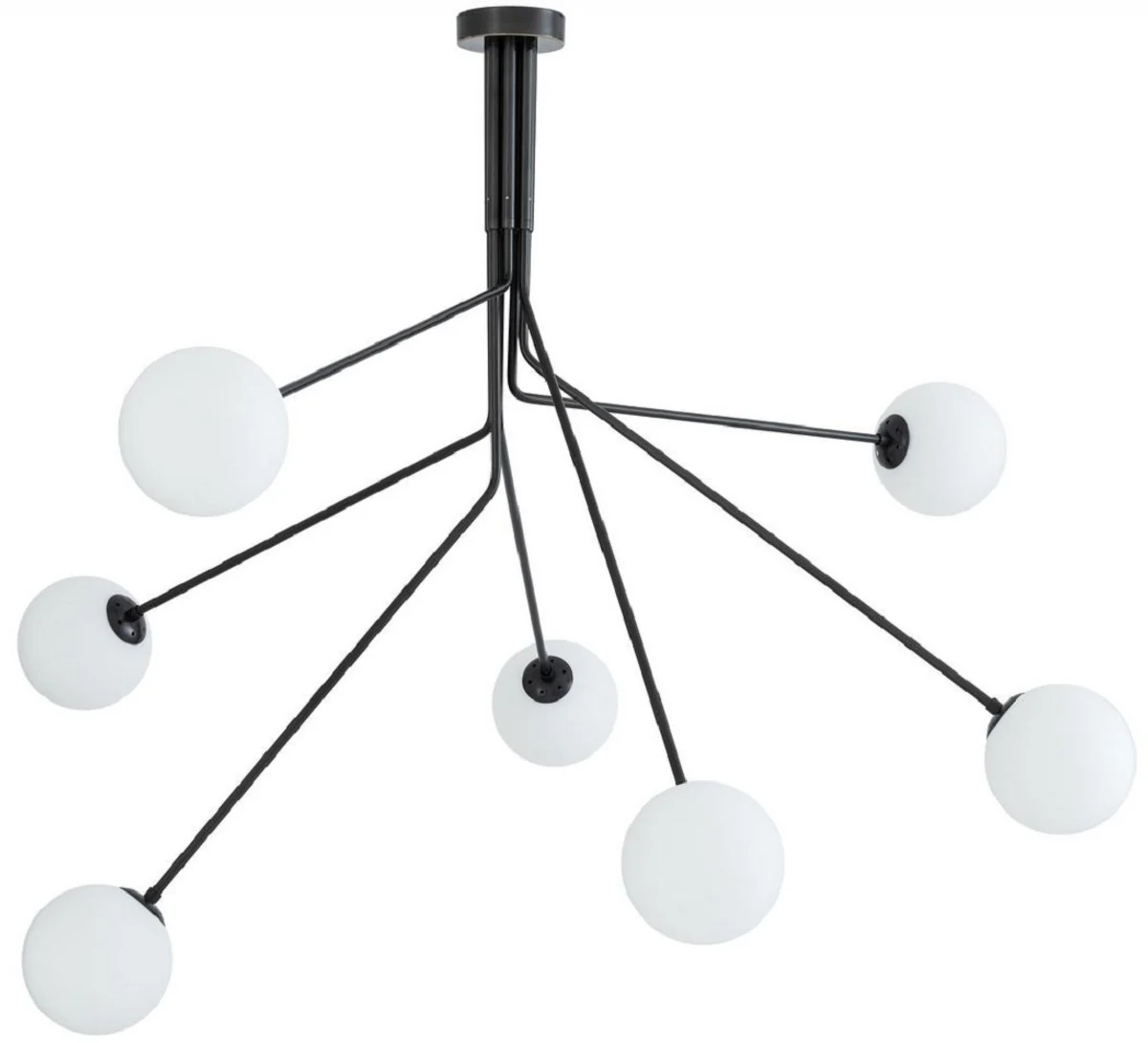 Casa Padrino lámpara de araña halógena de lujo bronce / blanco 192 x 192 x A. 85 cm - Lámpara de araña moderna regulable con pantallas de vidrio redondas - Colección de Lujo