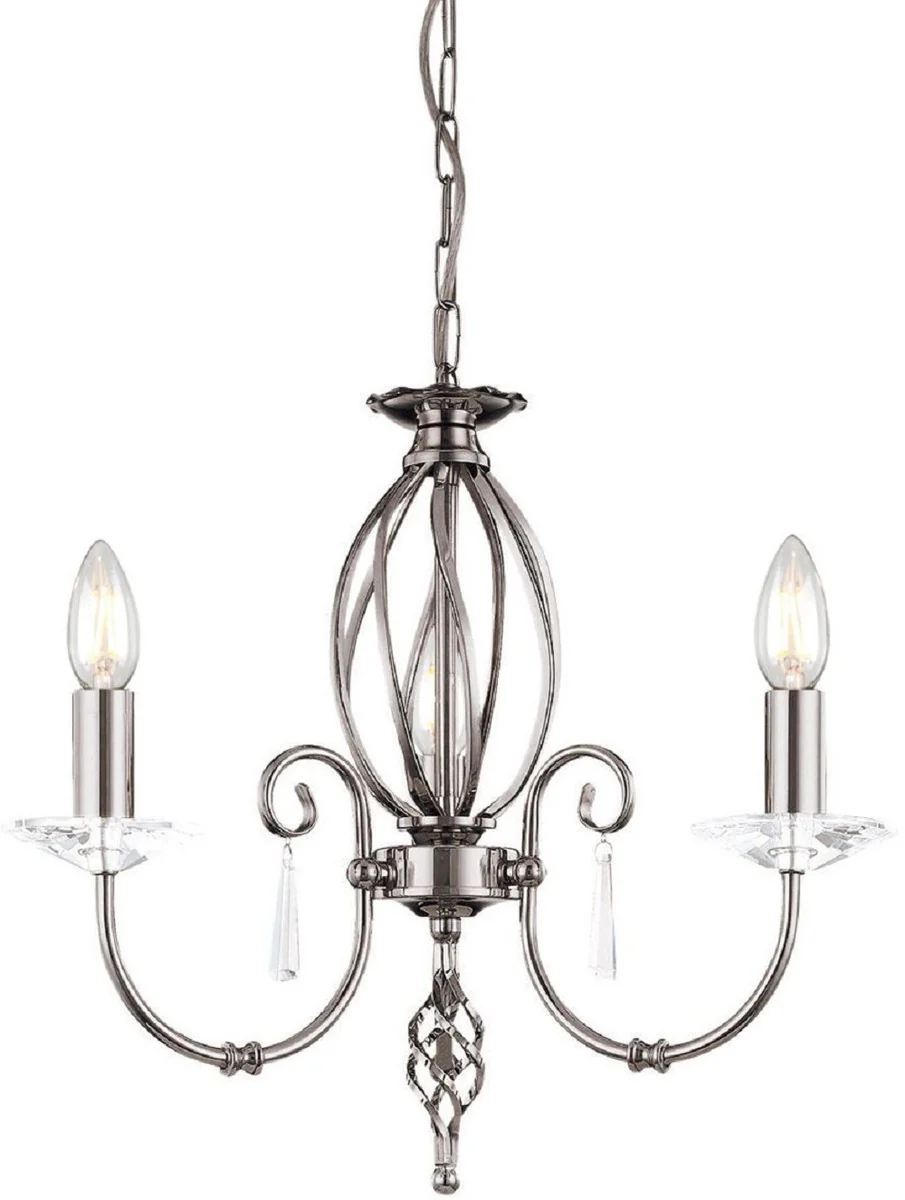 Casa Padrino araña de luces barroco plata Ø 38 x A. 42 cm - Lámpara de araña de salón elegante - Araña de luces de estilo barroco