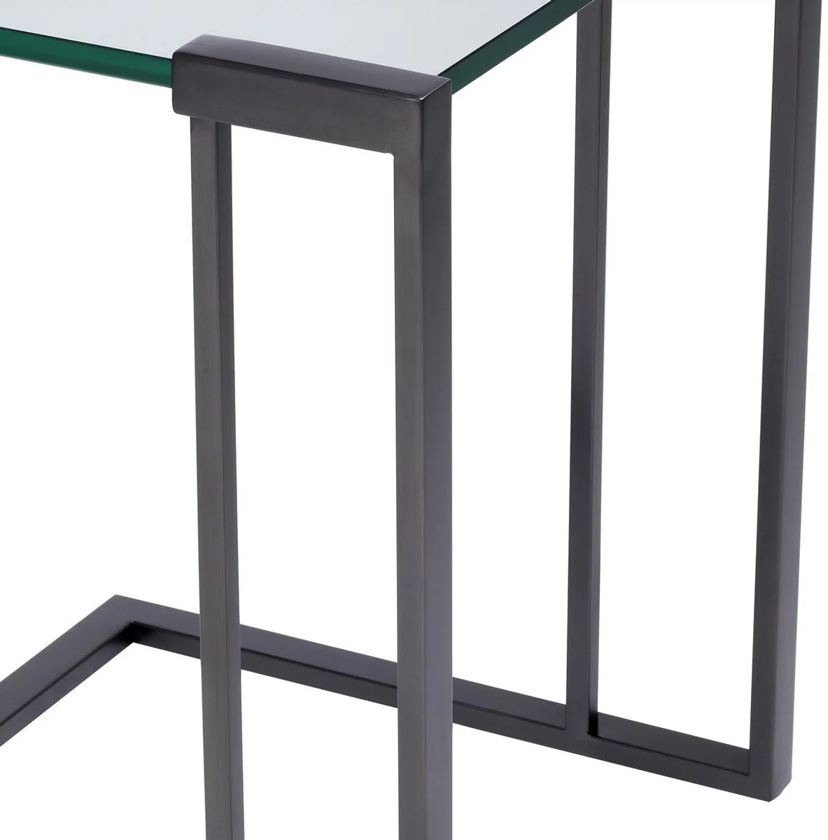 Casa Padrino mesa auxiliar de lujo bronce 45 x 45,5 x A. 56,5 cm - Mesa de acero inoxidable con tapa de vidrio - Muebles de sal¨®n de lujo