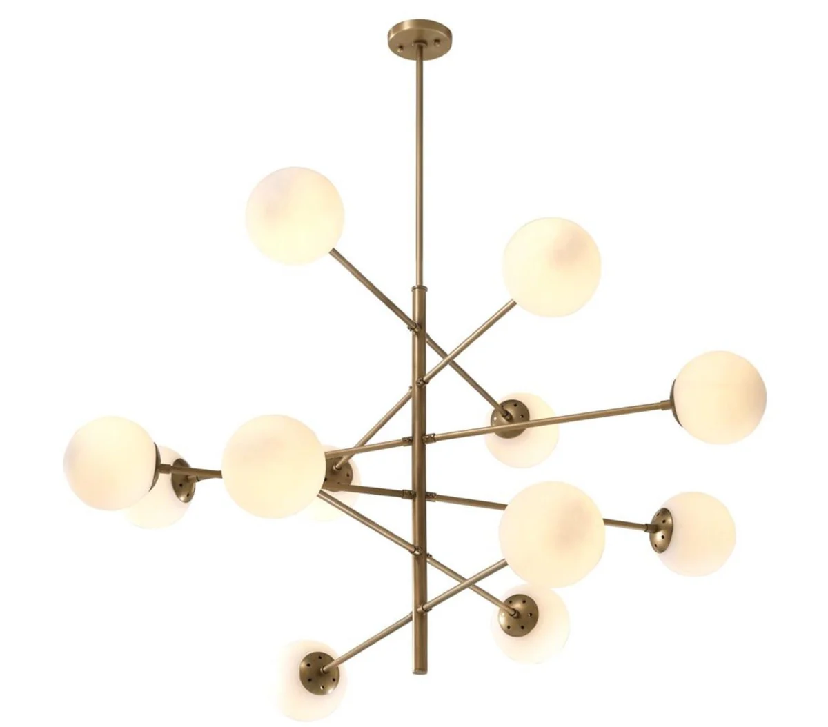 Casa Padrino araña de lujo en latón antiguo / blanco Ø 122 x H. 69 cm - Calidad de Lujo