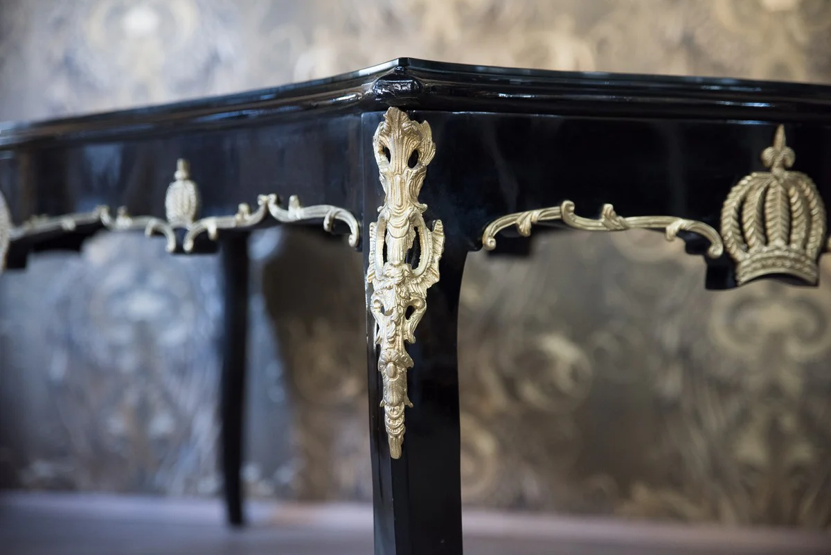 Pomp??s by Casa Padrino baroque dining table with glass top black / gold - Pomp??s baroque dining room table designed by Harald Gl??ckler