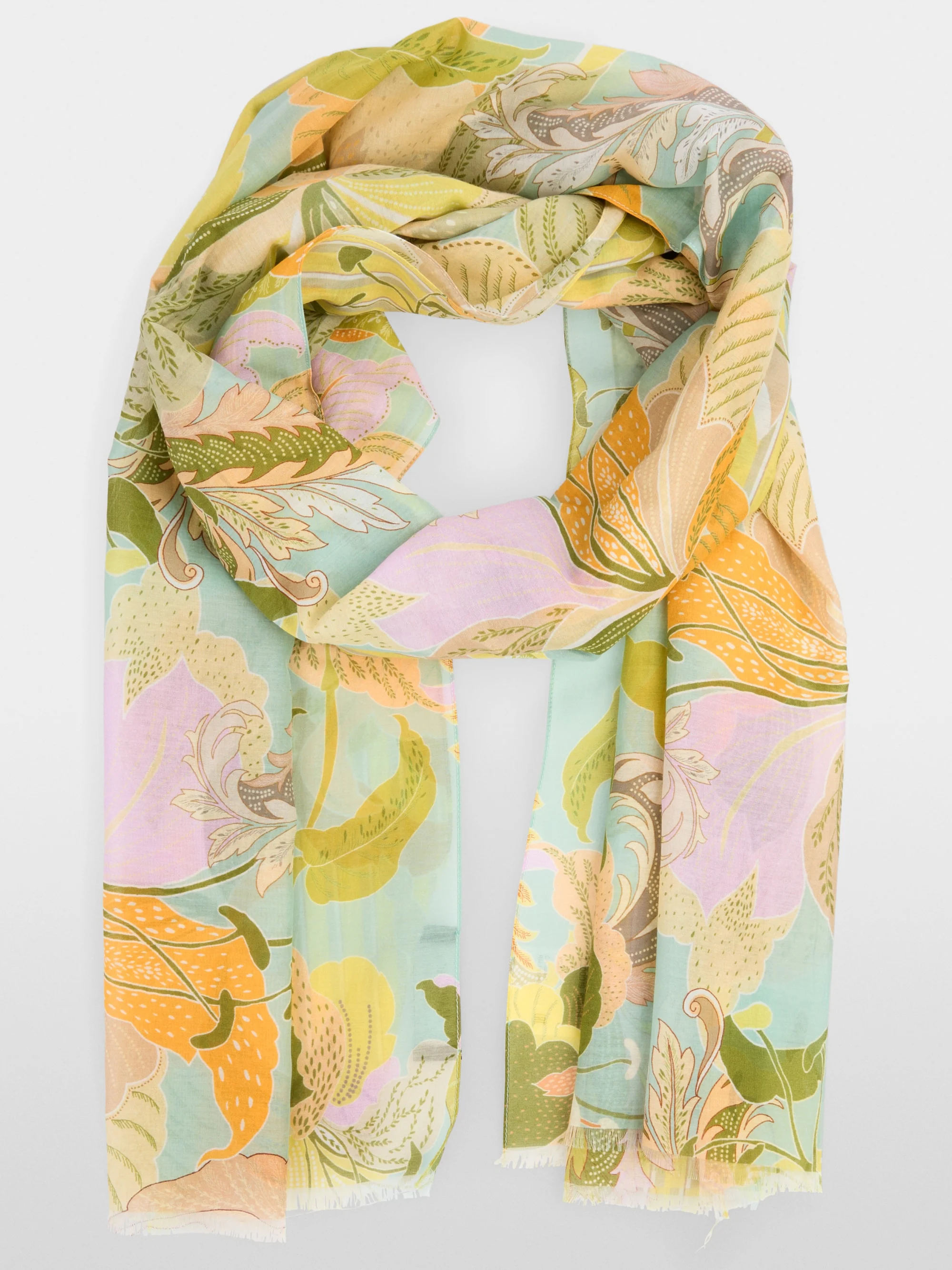 Marc-Cain Airy scarf with all-over leaf motif