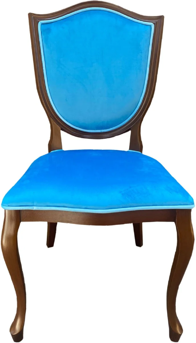 Casa Padrino silla de comedor Art Deco de lujo azul / marr¨®n - Silla de madera maciza Art Deco - Muebles de comedor Art Deco - Muebles Art Deco - Muebles de lujo en estilo Art Deco