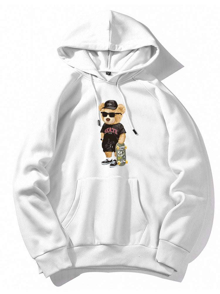 Skate Bear Print Hoodie