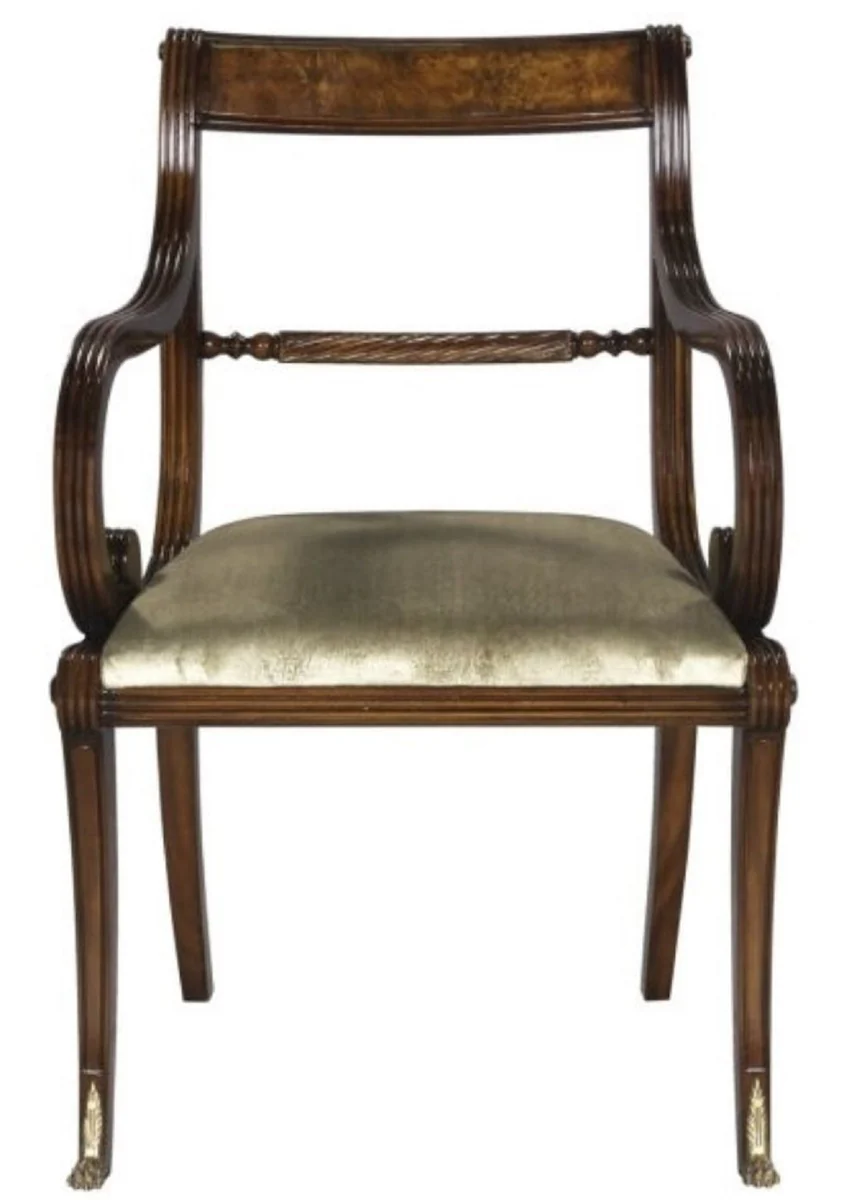 Casa Padrino silla de comedor barroco de lujo con reposabrazos marr¨®n / oro 59 x 57 x H. 88 cm - Calidad de Lujo