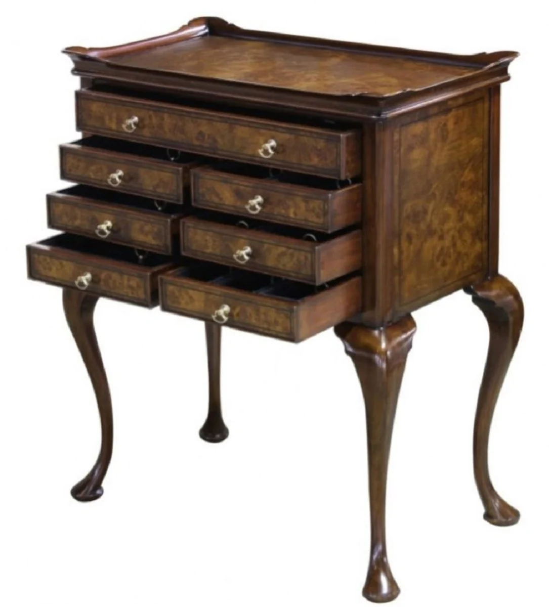 Casa Padrino Aparador de Joyas Art Nouveau de Lujo Marrón / Marrón Oscuro 61 x 35 x H. 72 cm - Gabinete de Joyas con 7 Cajones