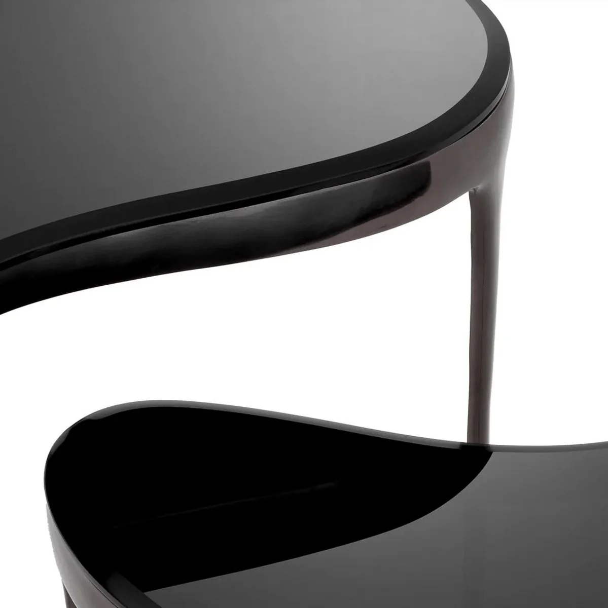 Casa Padrino conjunto de mesa auxiliar de lujo plata negro / negro - 2 Mesas de aluminio con tapa de vidrio - Muebles de sal¨®n - Muebles de hotel - Muebles de lujo - Interiores de lujo