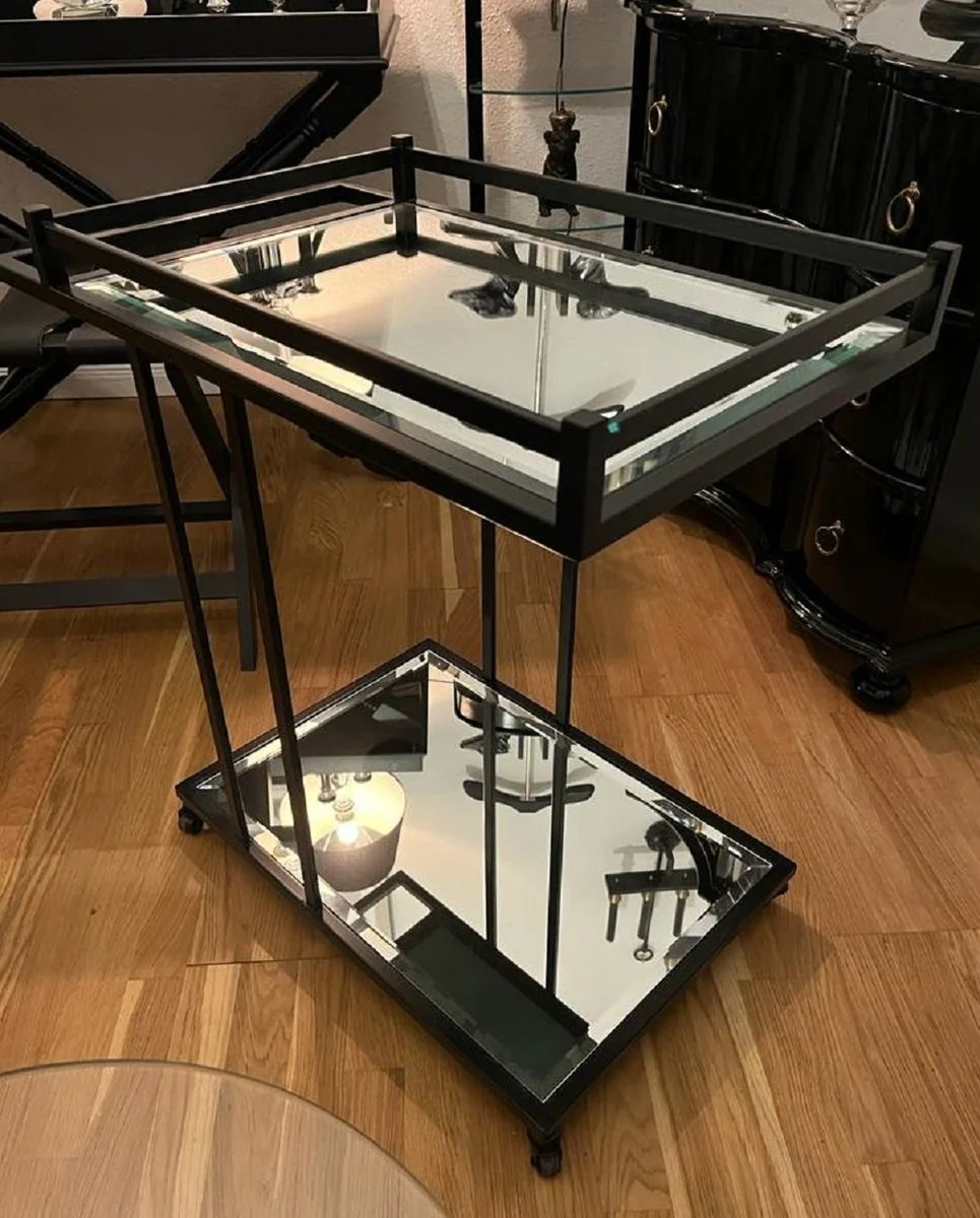 Casa Padrino carrito de servicio de lujo negro 78 x 46 x A. 79 cm - Carrito gastron¨®mico restaurante hotel - Accesorios gastron¨®mico restaurante hotel lujo - Muebles de lujo