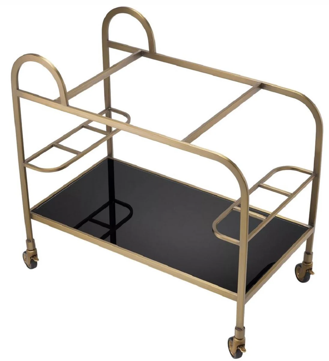 Casa Padrino carrito de servicio de lujo con bandeja extra¨ªble lat¨®n / negro 83 x 45 x A. 75,5 cm - Carrito para Restaurante Hotel Catering - Accesorios de Lujo