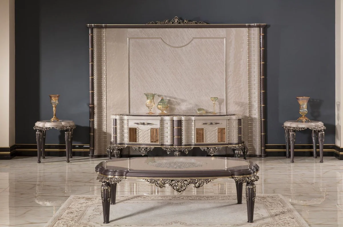 Casa Padrino mesa auxiliar barroco de lujo gris / marr¨®n / oro A. 60 cm - Muebles barrocos