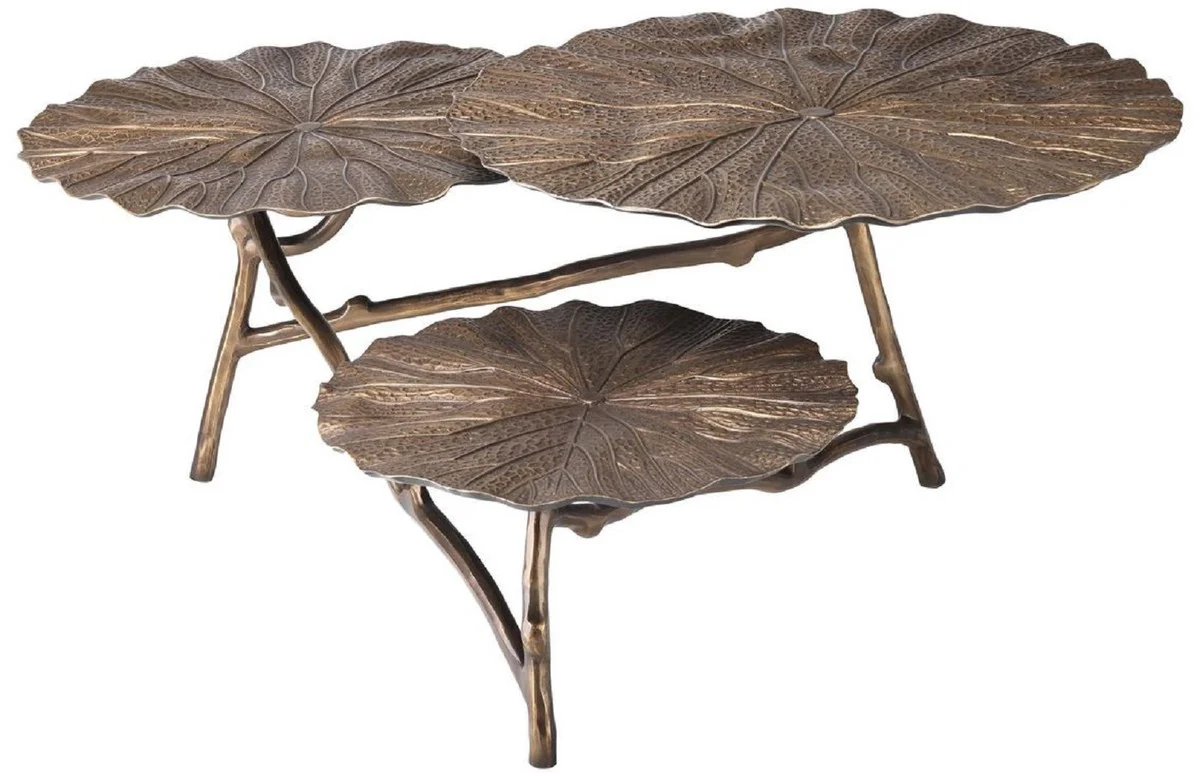 Casa Padrino mesa de centro de dise?o lat¨®n antiguo A. 37 cm - Mesa de sal¨®n de aluminio con 3 tableros de mesa - Muebles de sal¨®n de lujo