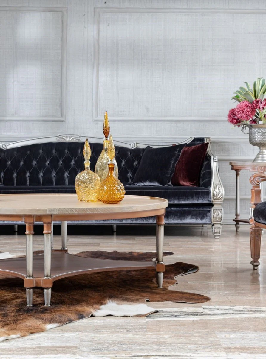 Casa Padrino sof¨¢ de sal¨®n barroco de lujo p¨²rpura / plata - Magn¨ªfico Muebles Barrocos para Sal¨®n y Hotel