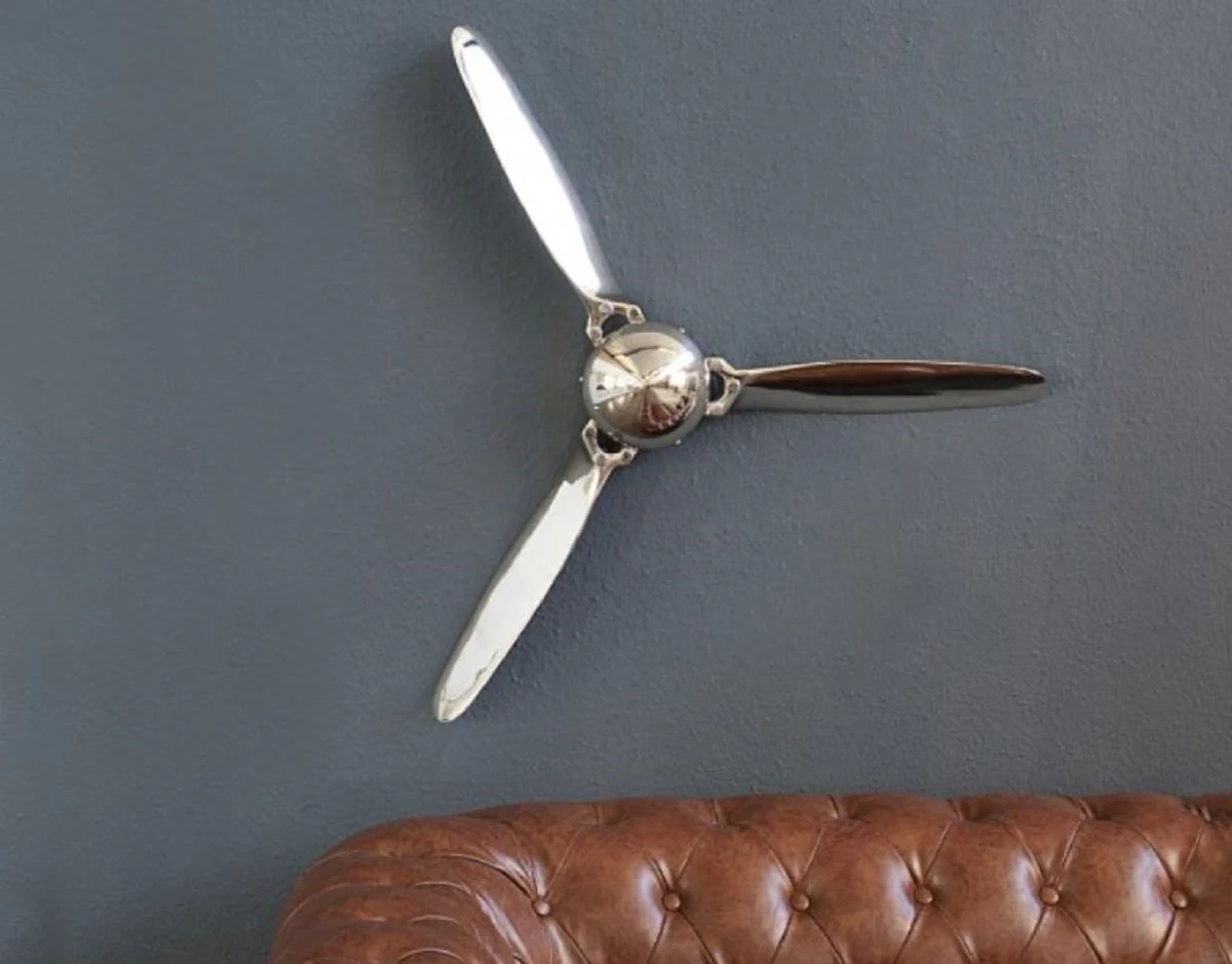 Casa Padrino decoración de pared hélice plata 90 x 8 x A. 90 cm - Decoración de Sala de Estar - Accesorios de Decoración de Aviones