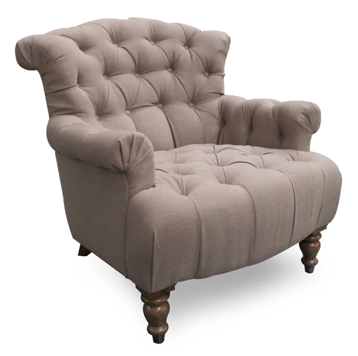 Casa Padrino Chesterfield Lounge Armchair Taupe 105 x 90 x H. 96 cm - Luxury Living Room Armchair