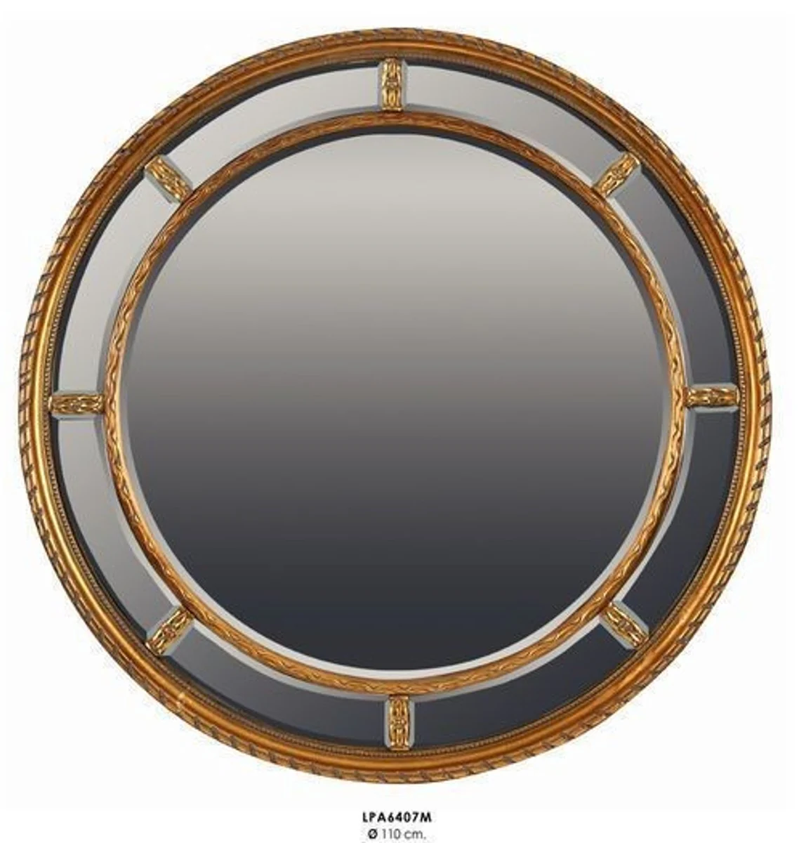 Casa Padrino Baroque wall mirror Round Gold 110 x 110 cm - Edel & Sumptuously - Golden Mirror