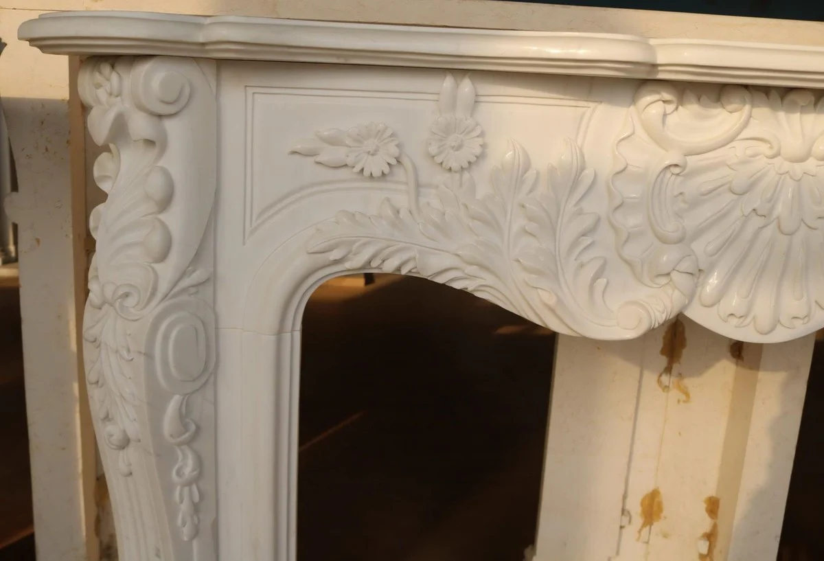 Casa Padrino marco de chimenea de m¨¢rmol barroco de lujo blanco 168 x A. 122 cm