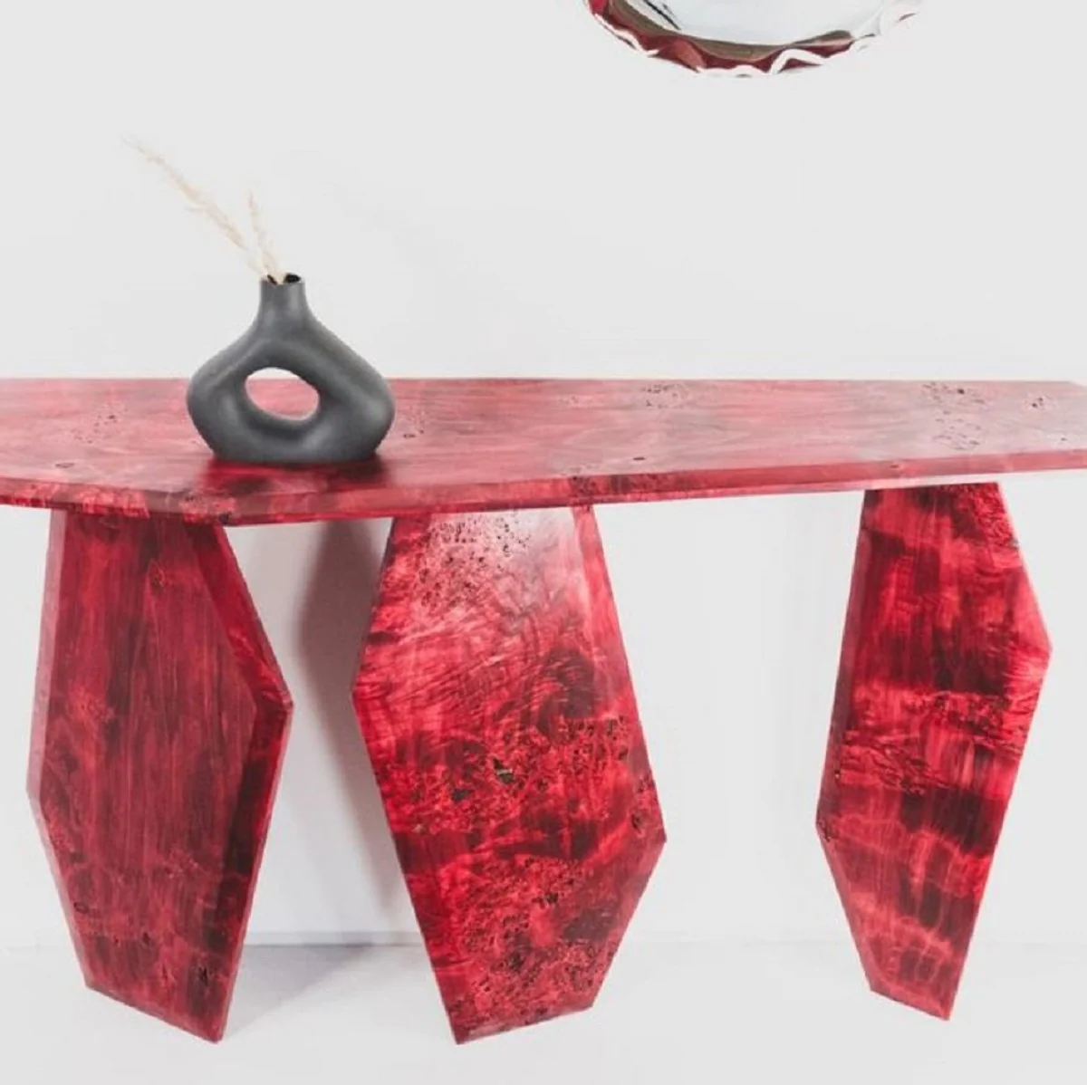 Casa Padrino consola de lujo rojo 154 x 40 x A. 80 cm - Mesa consola de madera con vetas - Muebles de sal¨®n - Muebles de lujo - Interiores de lujo