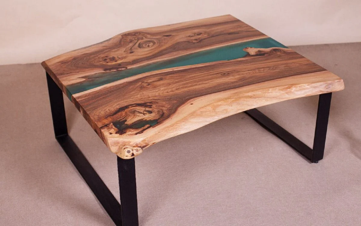 Casa Padrino mesa de centro de lujo marr¨®n / natural / verde / negro 95 cm