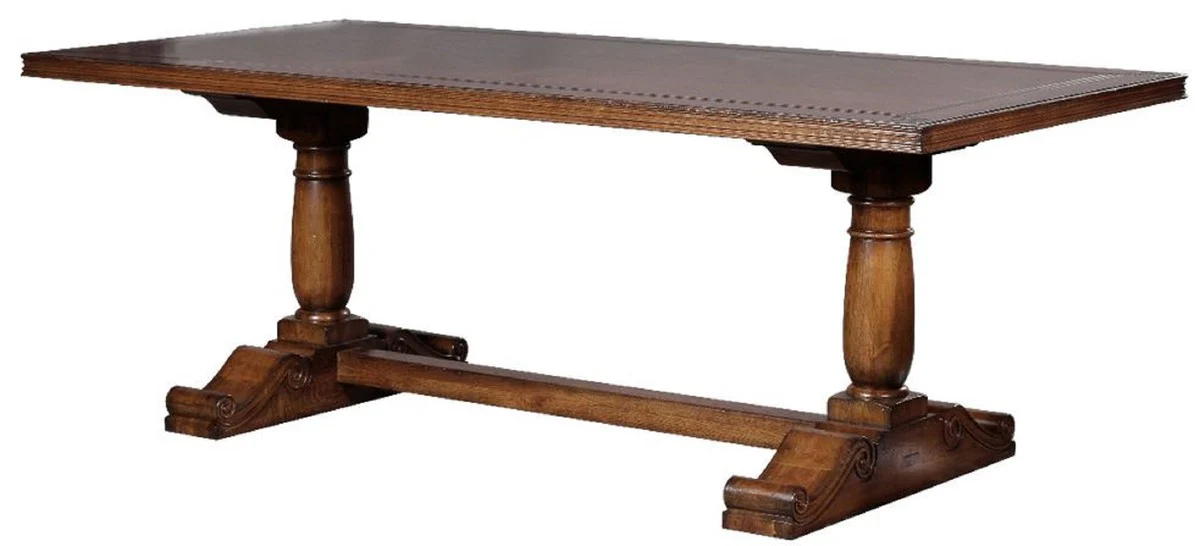 Casa Padrino mesa de comedor de estilo campestre de lujo marr¨®n 210 x 102 x A. 77 cm - Mesa de cocina r¨²stica de madera maciza - Muebles de comedor de madera maciza de estilo campestre r¨²stico