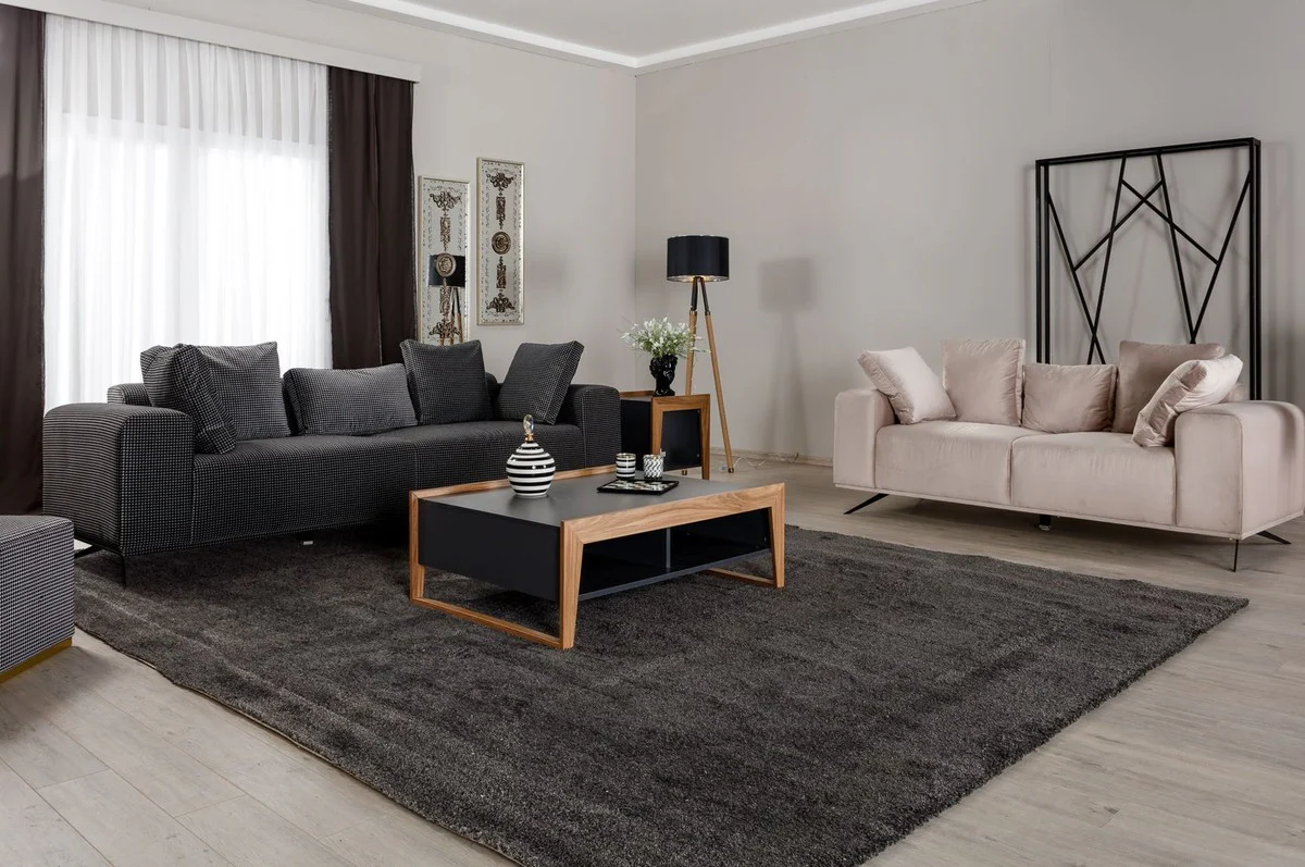 Casa Padrino sof¨¢ de lujo negro / blanco 253 x 96 x A. 87 cm - Sof¨¢ de sal¨®n - Sof¨¢ de hotel - Muebles de sal¨®n - Interiores de sal¨®n - Muebles de hotel - Muebles de lujo - Interiores de lujo