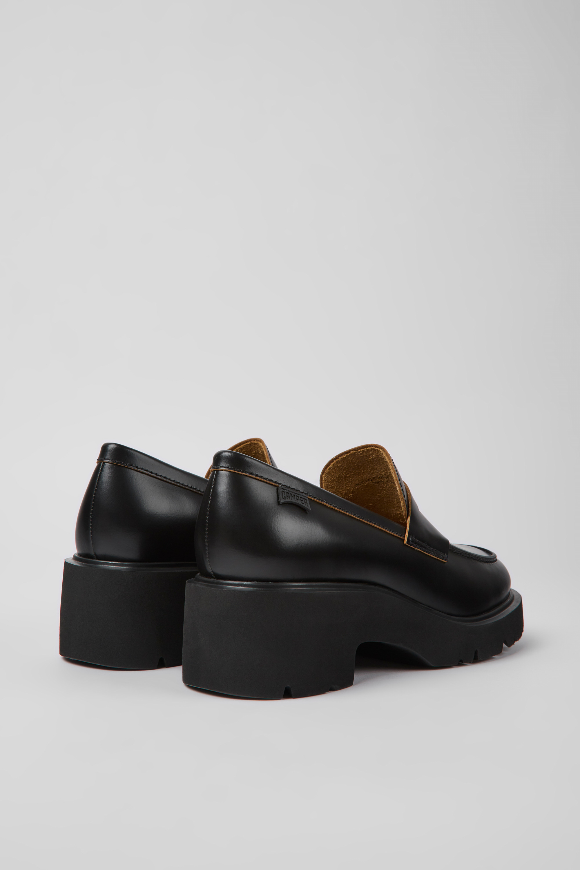 Milah - Black leather loafers for women
