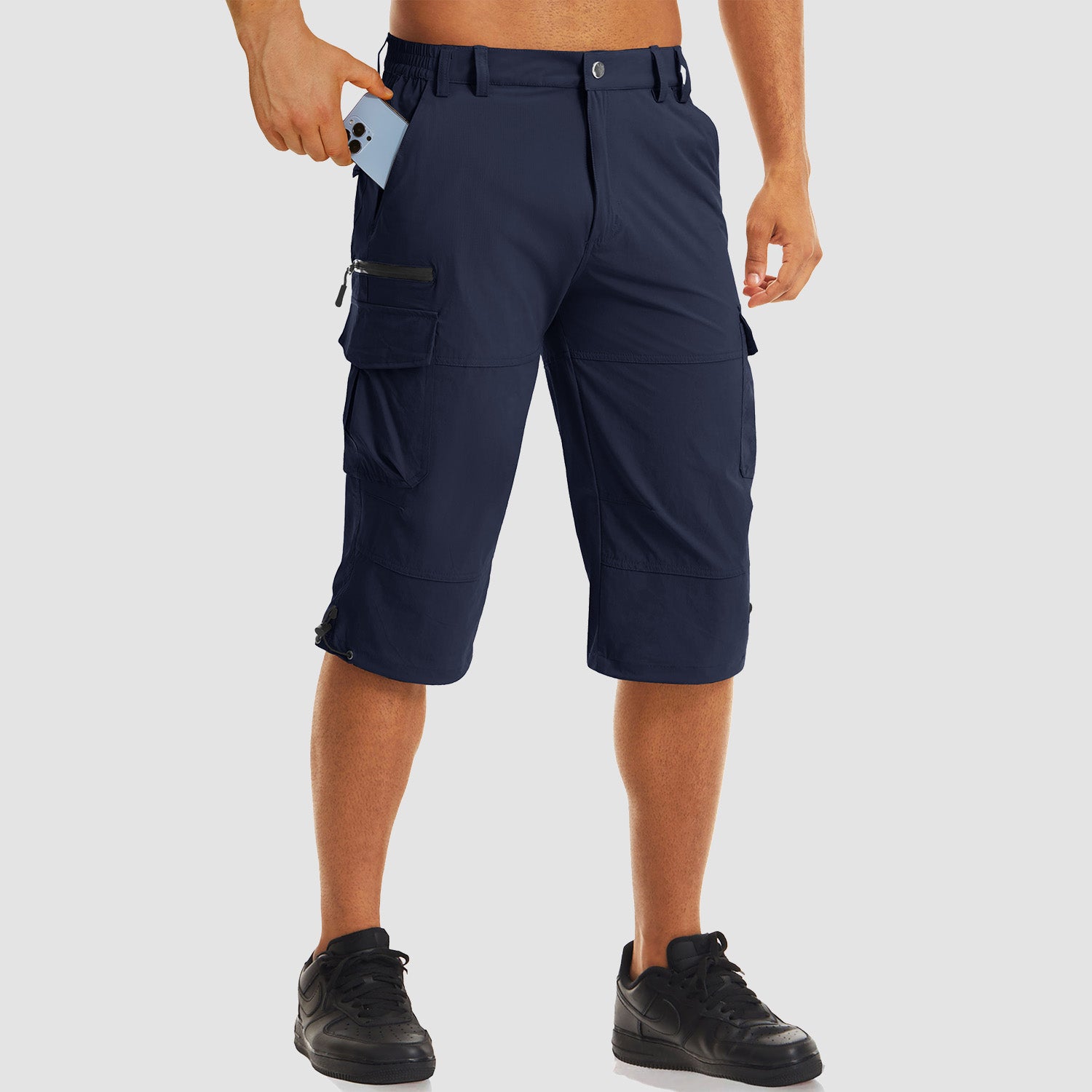 Men's Workout Gym Shorts with 7 Pockets Quick Dry 3/4 Capri for Hiking