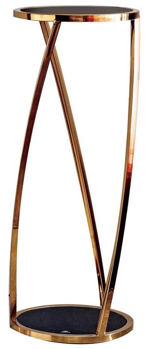 Casa Padrino mesa auxiliar de lujo oro / negro ? 35 x A. 90 cm - Mesa floral redonda de acero inoxidable con tapas de cristal tintado - Muebles de sal¨®n - Muebles de lujo