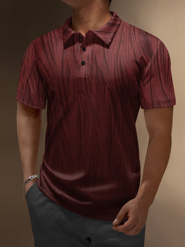 Ombre Geometric Button Short Sleeve Polo Shirt