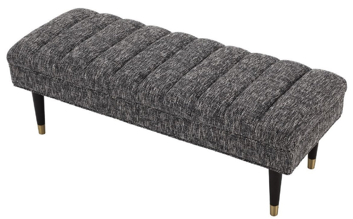 Casa Padrino banco de lujo negro / lat¨®n 134 x 50 x A. 45 cm - Banco tapizado de madera maciza - Muebles de Sala de Estar - Muebles de Hotel - Colecci¨®n de Lujo