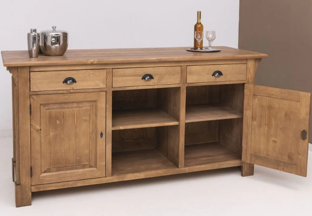 Casa Padrino barra de bar de estilo campestre marr¨®n claro 191 x 68 x A. 95 cm - Mesa de bar de madera maciza - Muebles de bar de madera maciza en estilo campestre