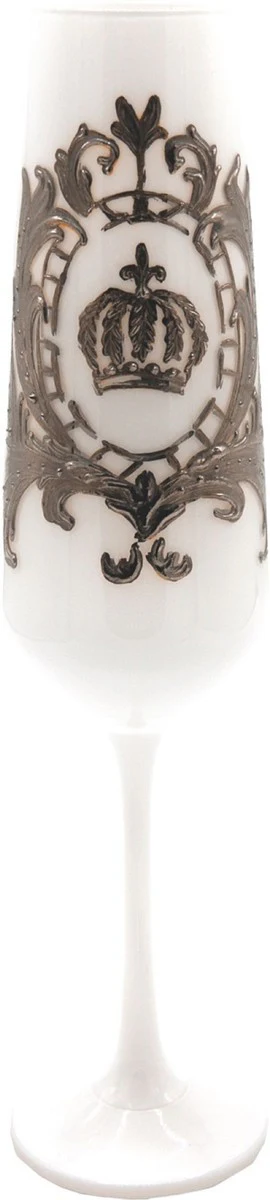 Pomp??s by Casa Padrino conjunto de copas de champ¨¢n de lujo blanco / plata ? 6 x A. 25 cm - Copas de champ¨¢n con revestimiento de platino - Copas pomposas dise?adas por Harald Gl??ckler